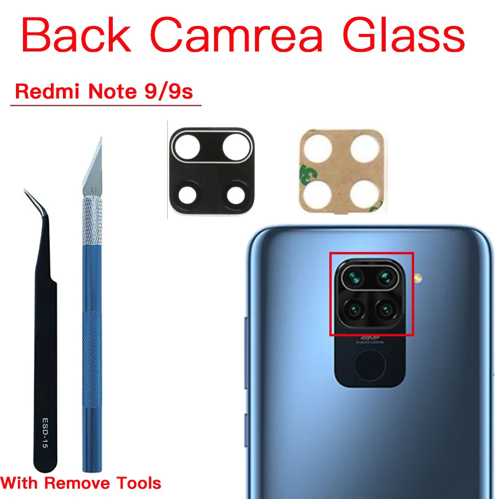 Back Rear Camera Glass Lens Replacement For Xiaomi Redmi Note 9 /  9S  With Double Sided Adhesive,Remove Tools