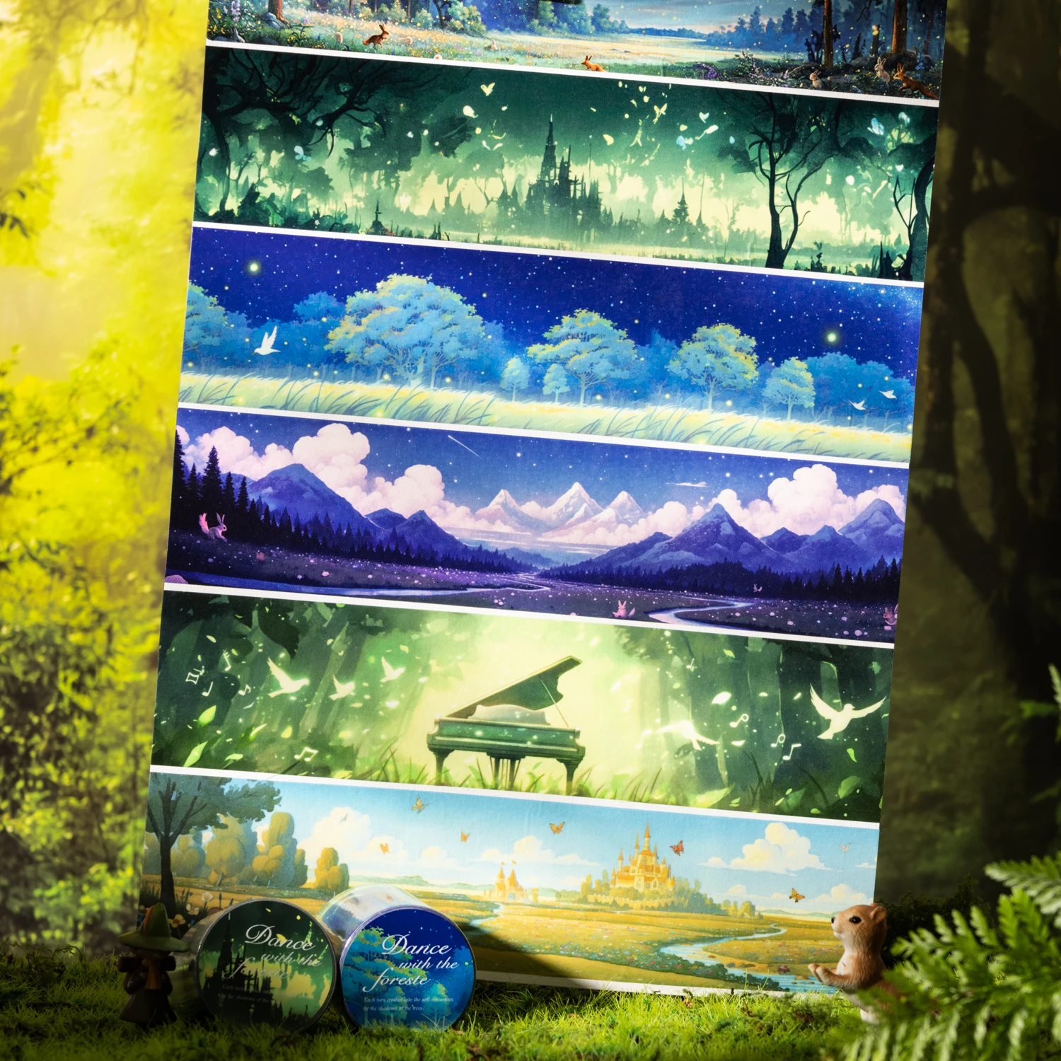 

50mm*200cm Dance with The Forest Series Vintage Tree Plant Landscape Washi Tape Creative DIY Journal Material Collage Stationery