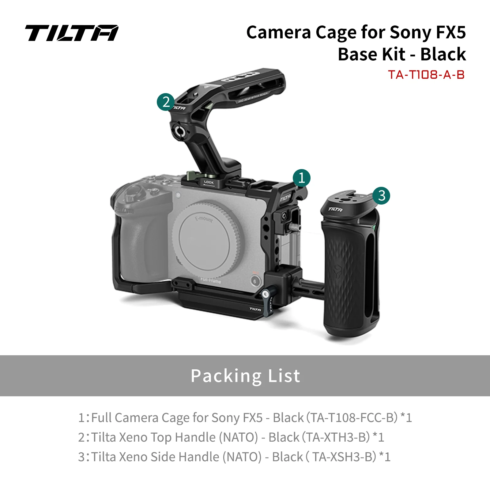 TILTA FX5 Camera Cage voor Sony FX 5 Volledige Camera Cage Pro Kit met Top Handle Xeno Side Handle PD V-Mount Batterijplaat TA-T108