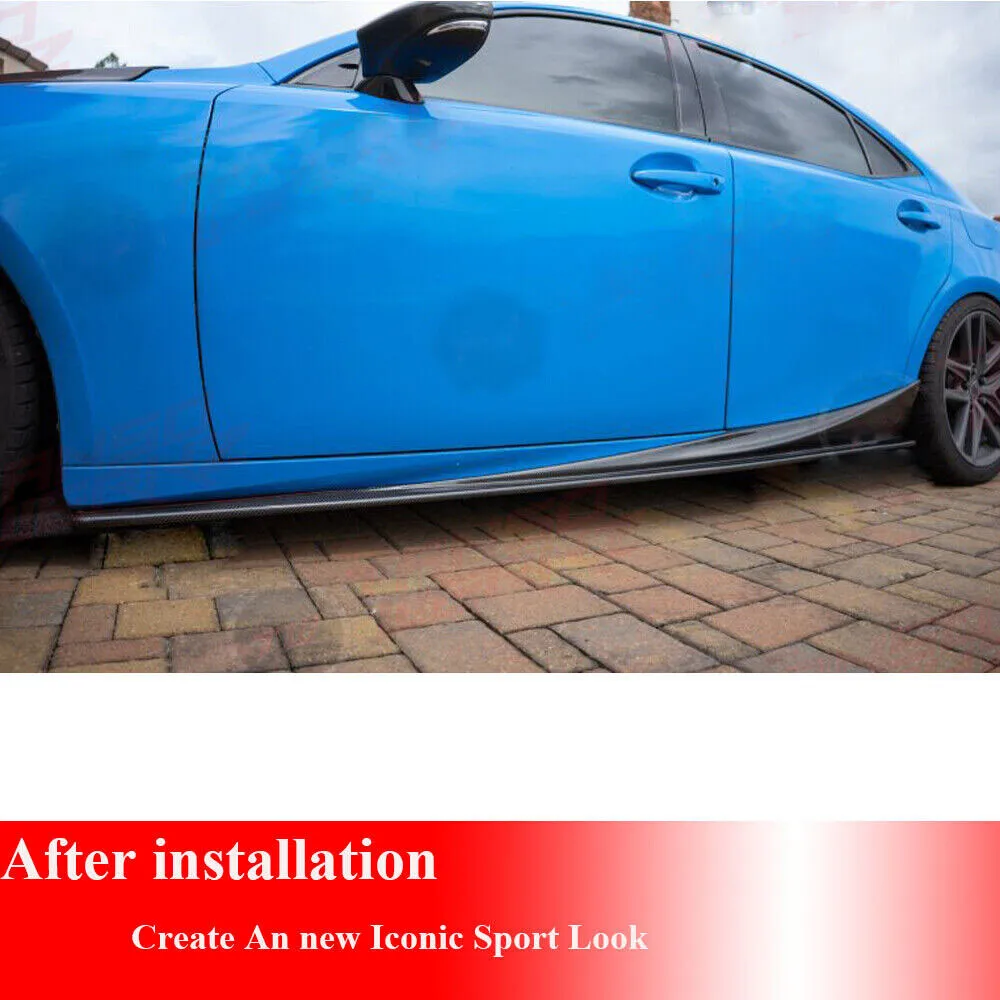For Lexus IS250 IS350 F Sport 2013 2014 2015 2016 2017 2018 2019 2020 Real Carbon Fiber FIBER Side Skirts Spoiler Lip view 6