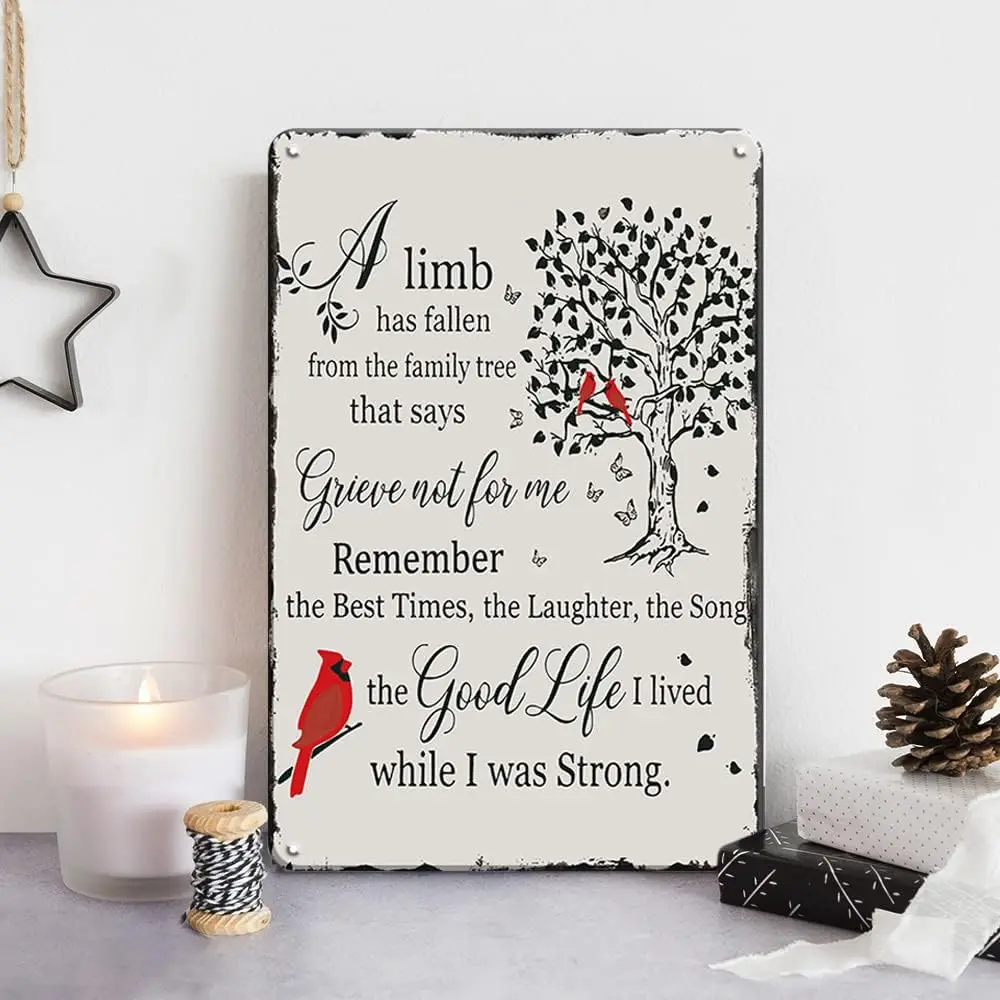 Memorial Gifts for Loss of Mother Father Sympathy Bereavement Gifts for Loss of Loved One, Memorial Decor 12x8 Inches Tin S sign