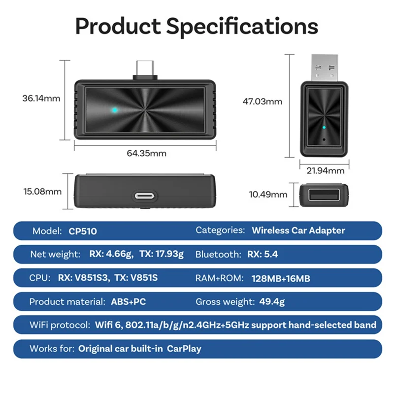 FFYY-Adaptador inalámbrico Carplay para coche, sistema Dual con espejo, actualización en línea FOTA, caja para coche, Carplaybox con cable a Carplay inalámbrico