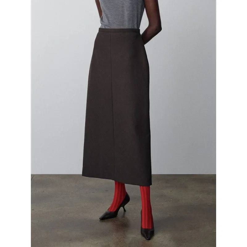 Pop Spring New Women's High-Waisted Medium-Length Slimming Side Slit Skirt Versatile Row Skirt For Slimming Fashion