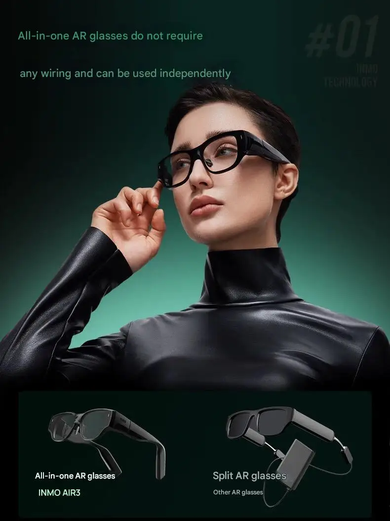 INMO Air 3 Full HD 1080p All-in-One AR AI Smart Glasses-Huge Cinema Experience for Daily Use & Entertainment