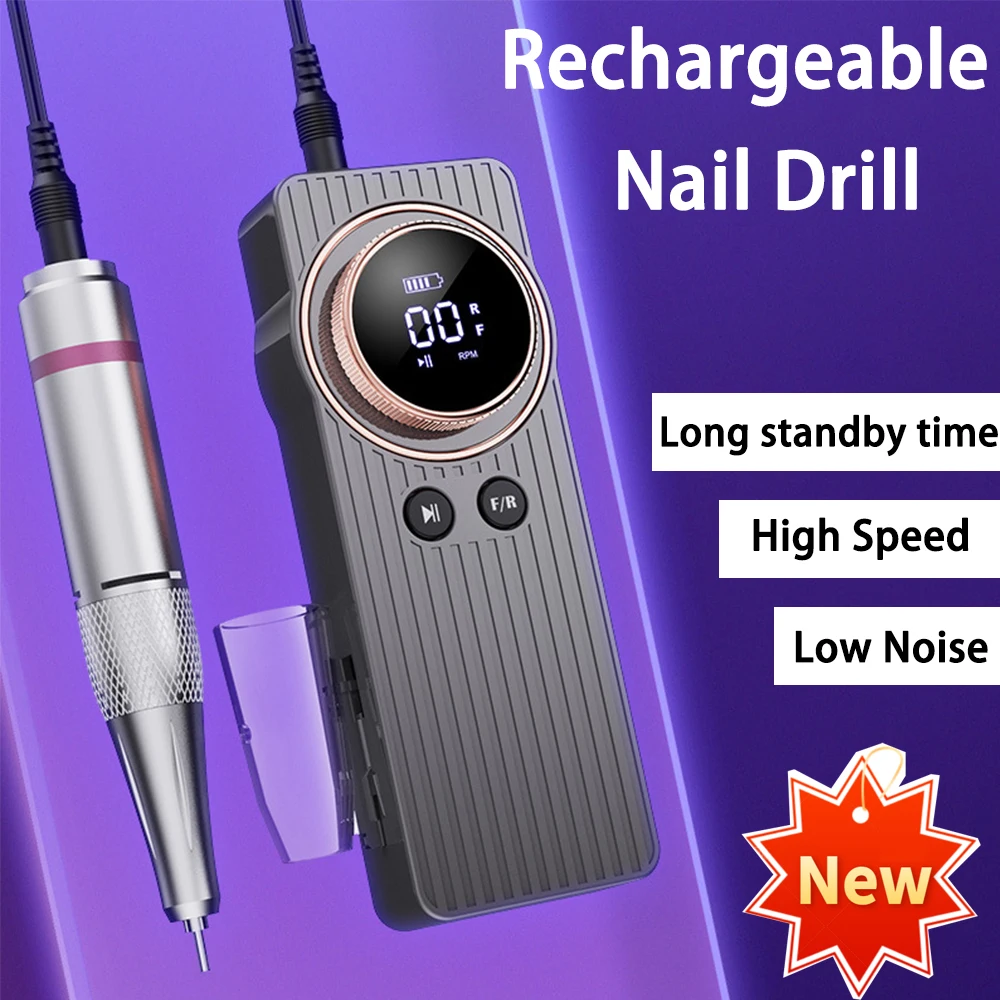 

Electric Nail Drill File Professional Rechargeable Acrylic Gel Nails Polishing Removing Machine