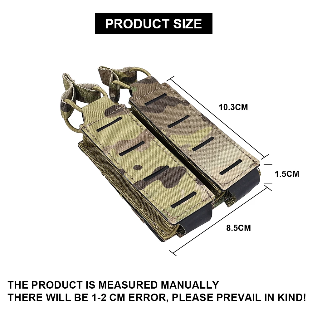 Tactical Double Pistol MAG Pouch 9mm Magazine Holder For Belt MOLLE Laser Cut Elastic Bungee Cord Retention Hunting