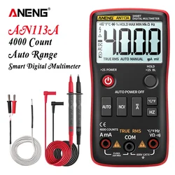 ANENG AN113A multimetro digitale Smart Auto Range 4000 conta True RMS AC/DC tensione temperatura Ohm Hz Transistor Tester Meter