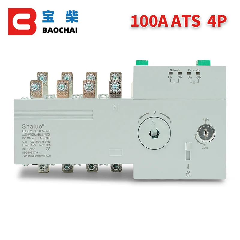 4P 160A 400V ATS Dual Power Automatic Transfer Switch UniversaL Switch Generator Part Electronic Controller Circuit Breaker