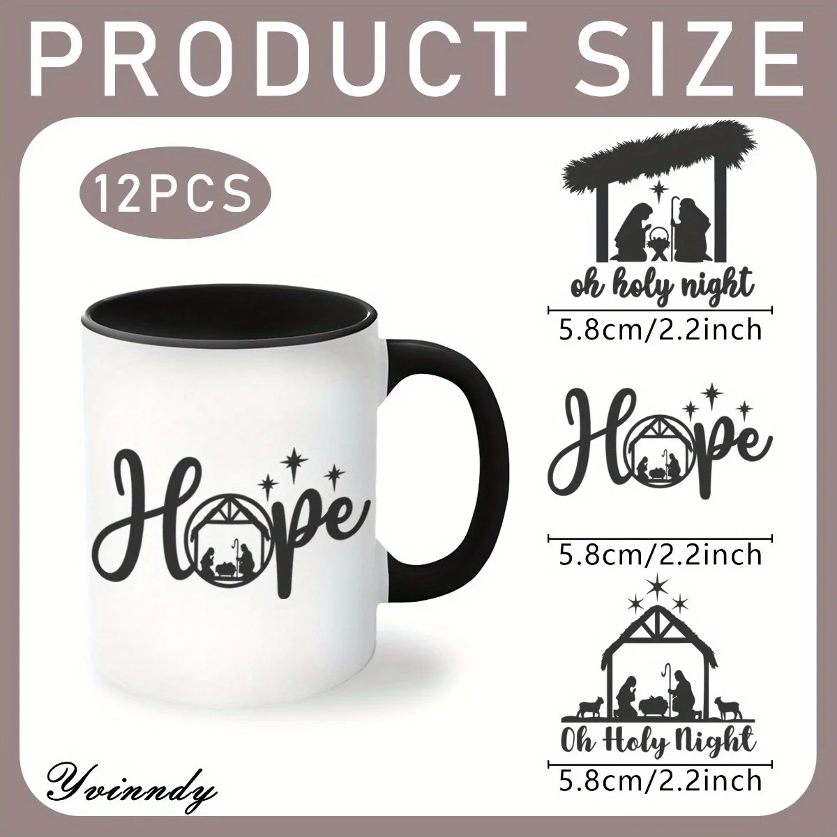 12Pcs/Set Nativity DIY Glass Jar Packaging Stickers UV DTF High Self-Adhesive Transfer Paper