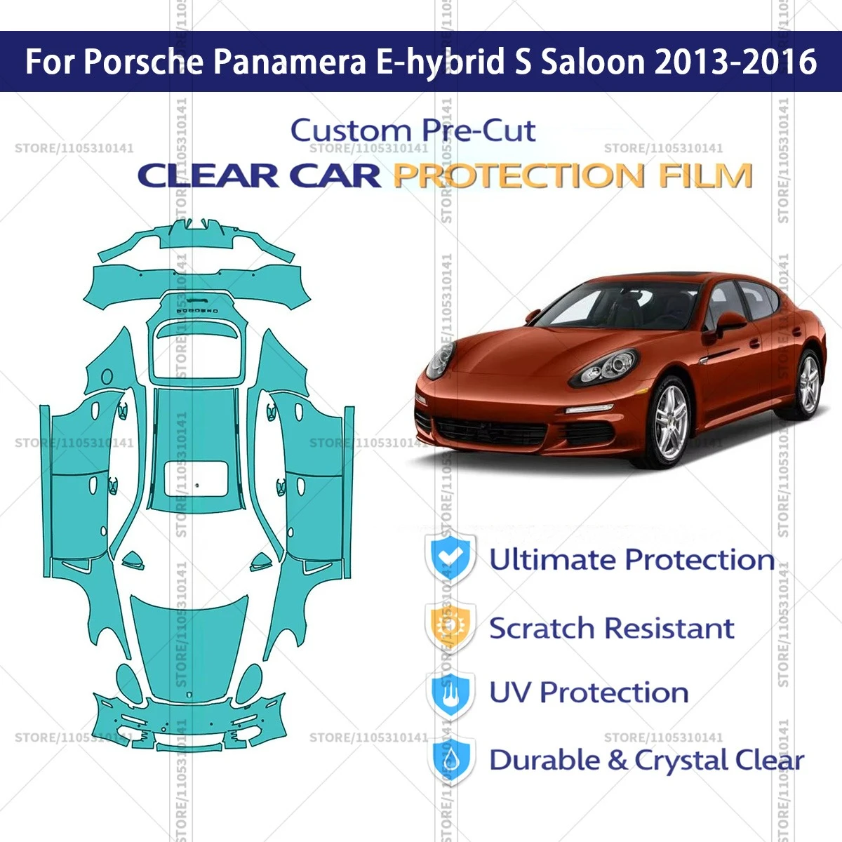 

Защитная пленка PPF для Porsche Panamera E-Hybrid S Saloon 2013-2016, прозрачная, предварительно вырезанная, автомобильная пленка PPF