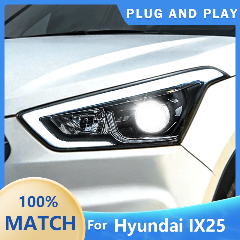 Car Head Lights For Hyundai IX25 2015 2016 2017 2018 2019 Creta LED Front Headlights DRL Dynamic turn signal Projector Facelift