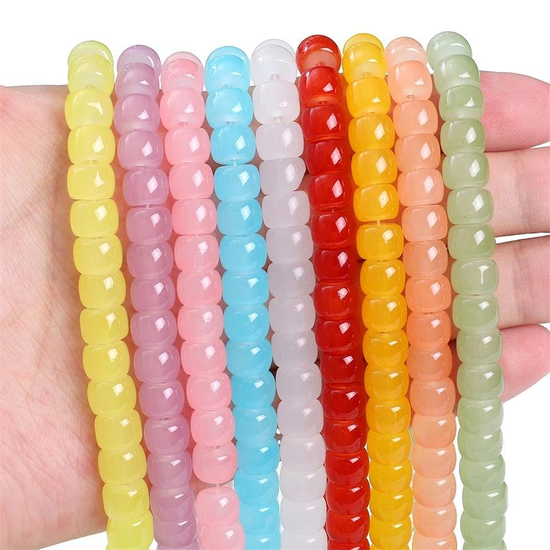 8x6mm 30pcs/lot Glass Barrel Beads Round Loose Bead For Jewelry Making DIY Crafts Keychain Necklace Bracelet Accessories