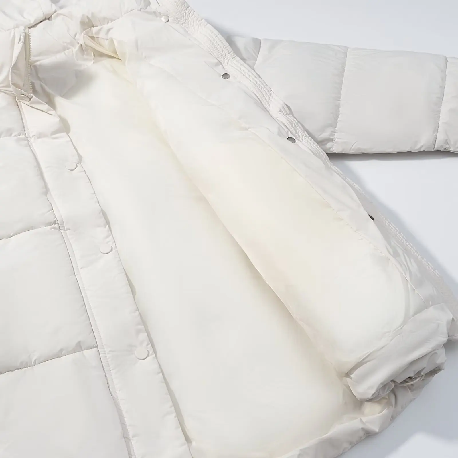 2026 الشتاء موضة سترة نسائية كم طويل الصلبة تنوعا عادية بسيطة فضفاضة مقنعين منتصف طول معطف مبطّن بالقطن #3