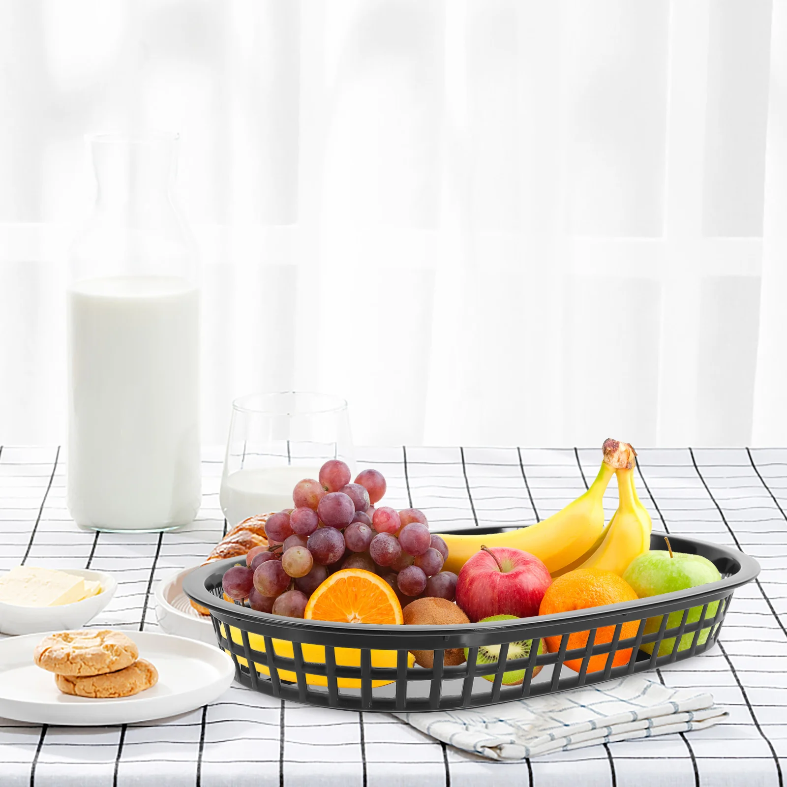 

6 Pcs Dog Baskets Black Bread Bowls Fruit Storage Bowl Kitchen Fruit Snack Trays Dessert Plates Storage Picnic