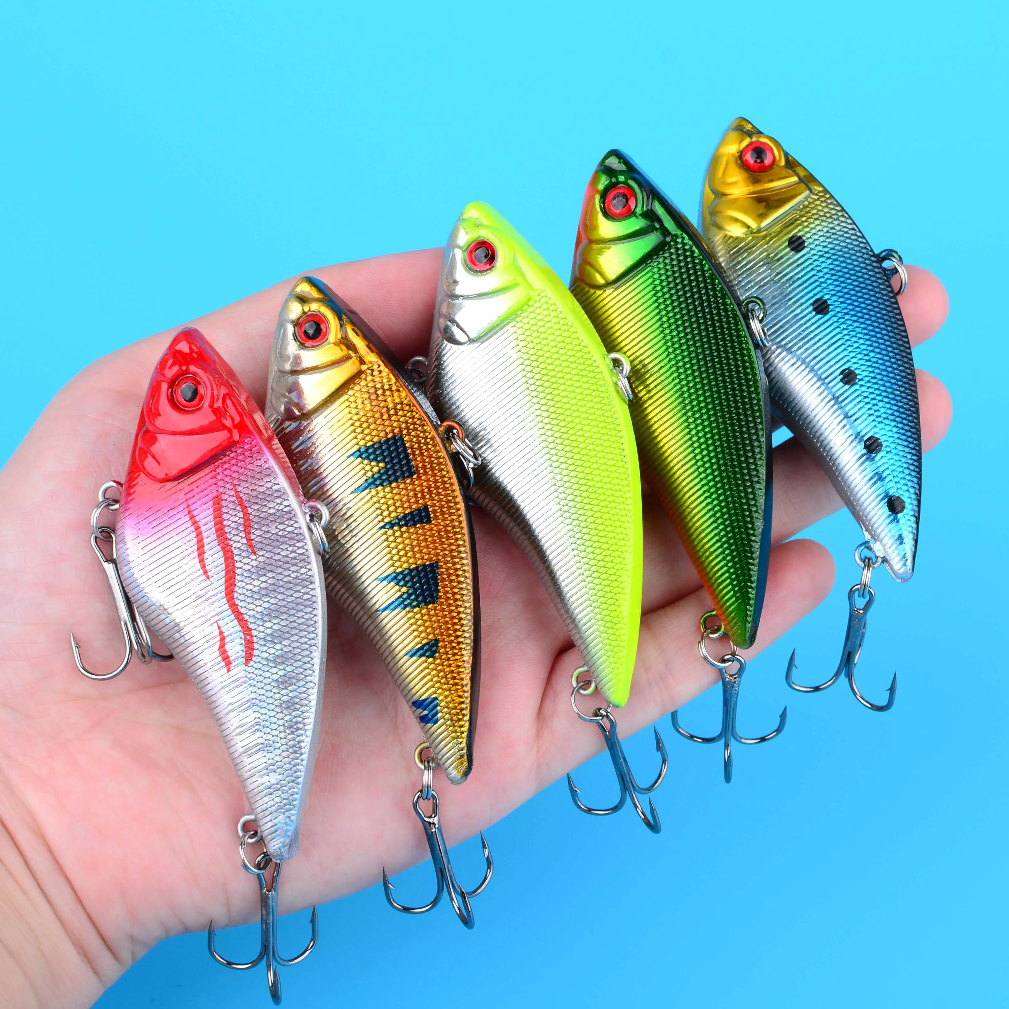 5 قطعة من البلاستيك VIB الصيد إغراء الصلب المتذبذب الطعم الاصطناعي باس بايك التصيد Pesca صيد السمك