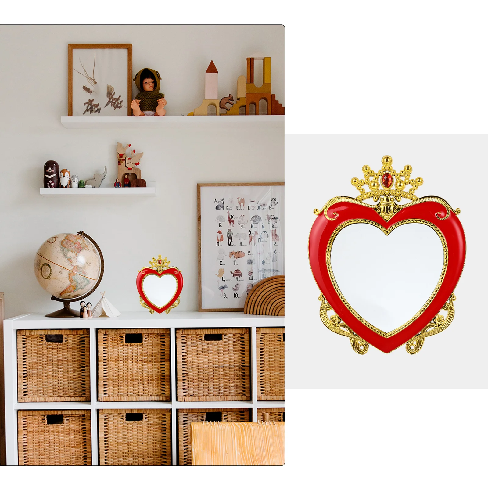 

2Pcs Heart Crown Design Mirrors Wedding Desktop Mirrors Chic and Scratch Resistant for Daily Use in Bedrooms Desk Mirror Decors