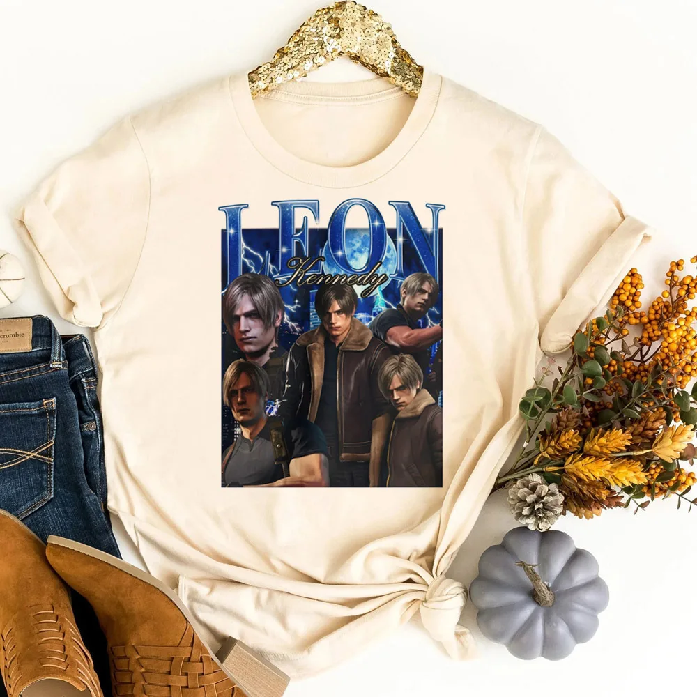 Leon Kennedy t shirt female korean fashion 80s gyaru harajuku japan t shirt anime graphic kawaii