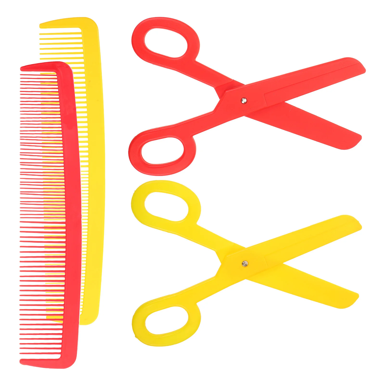 

4Pcs Large Scale Clown Props Jumbo Plastic Comb and Scissors for Carnival Cosplay Decorations Halloween Prank Supplies