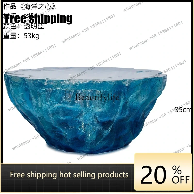 JJ Living room light luxury coffee table art decoration office hotel clubhouse imitation glass transparent sculpture ornament