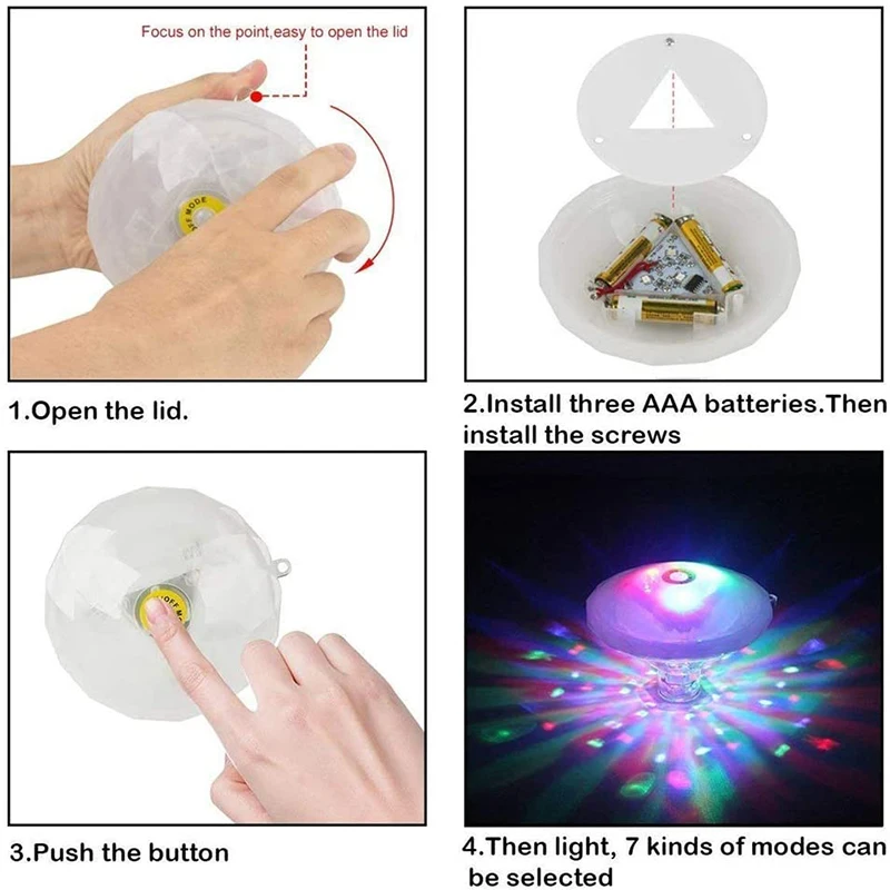 LED Floating Pool Light Diamond Shape Colorful Floating Lamp Waterproof RGB LED Light for Swim Pond Fish Tank Bathtub Decoration