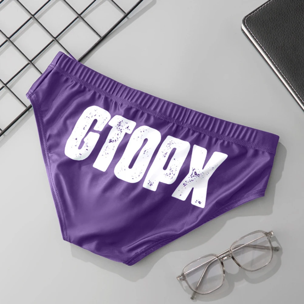 Men Letter Print Swim Trunks Swimsuit Bikini Briefs Swimwear Beach Underpants