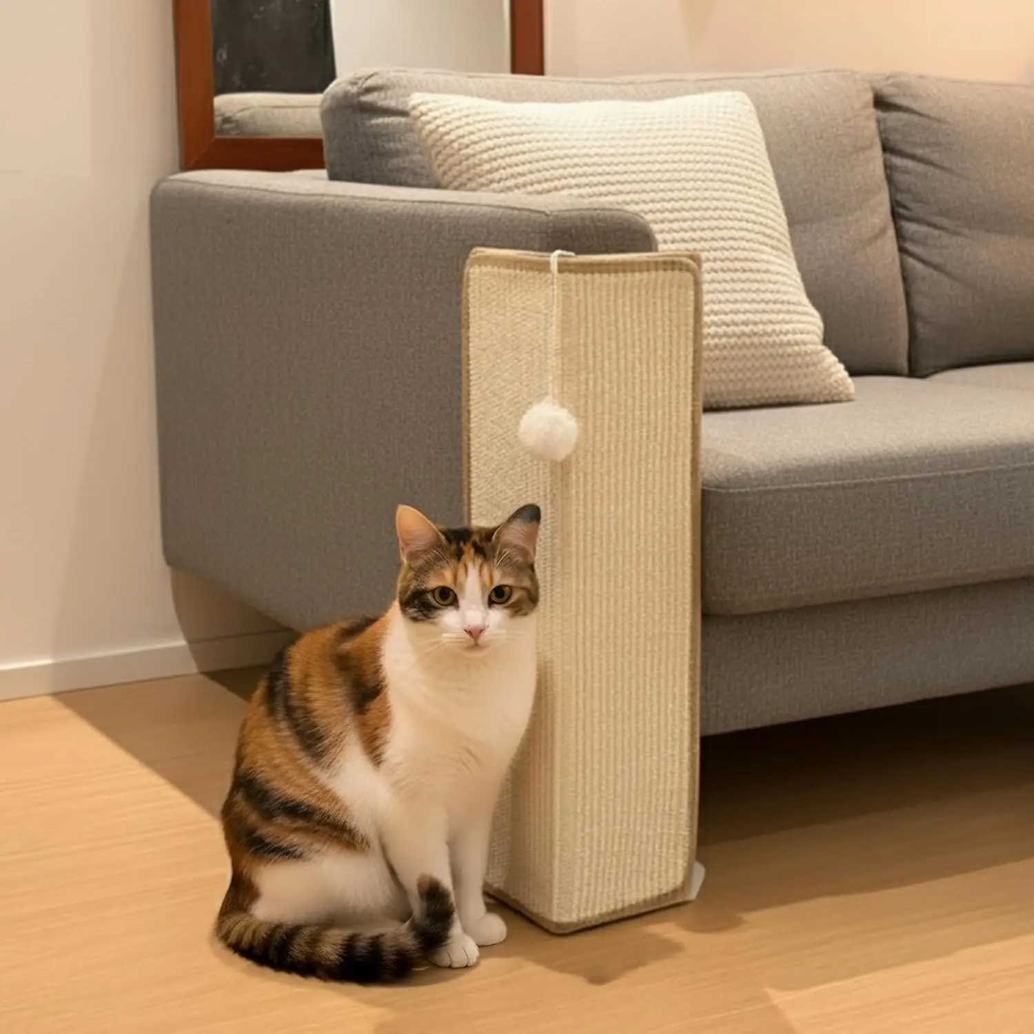 

Under-Furniture Cat Scratcher, 23.6'' Sisal Scratching Post for Couch Corner, Furniture Protector Scratch Pad for Sofa w
