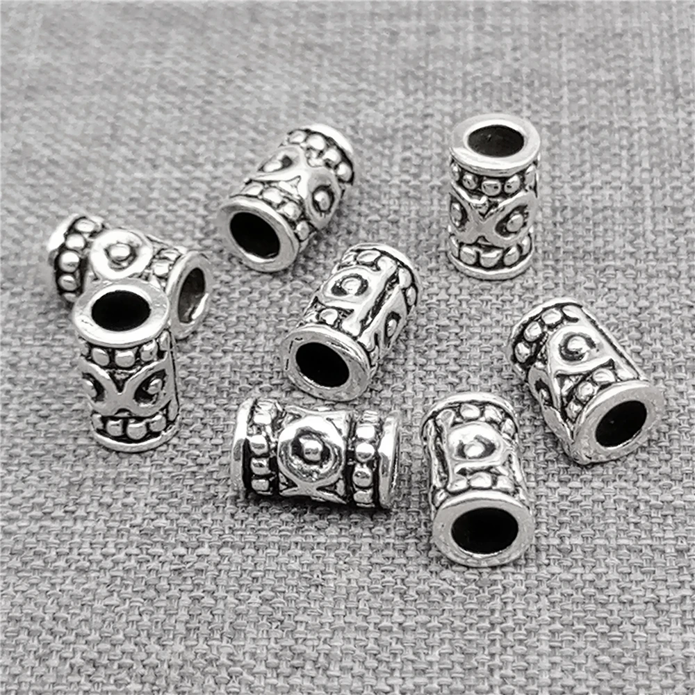 

8 Sterling Silver Sun Tube Beads 925 Silver Sunshine Patterned Barrel Spacer Bead