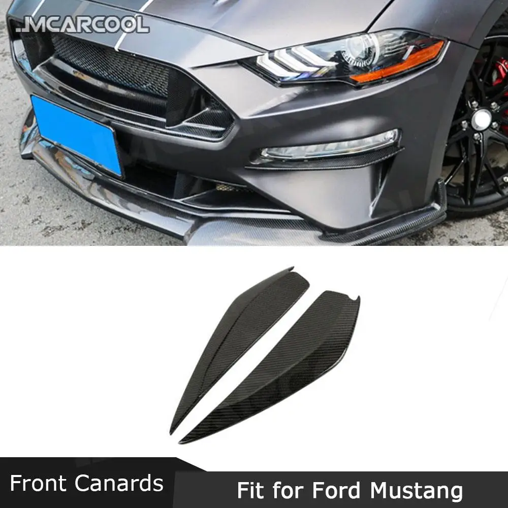 

JMCARCOOL Материал из углеродного волокна, украшение переднего бампера, разветвители для Ford Mustang Coupe, 2-дверный, 2018 2019 2020, автостайлинг