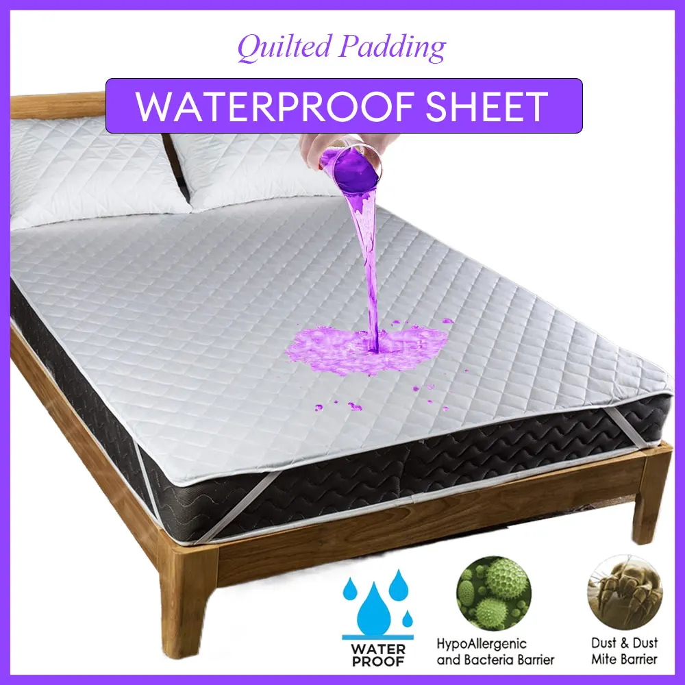 Quilted Bed Topper Waterproof Sheet Protector with Straps Mattress Pad Cover Softable & Washable