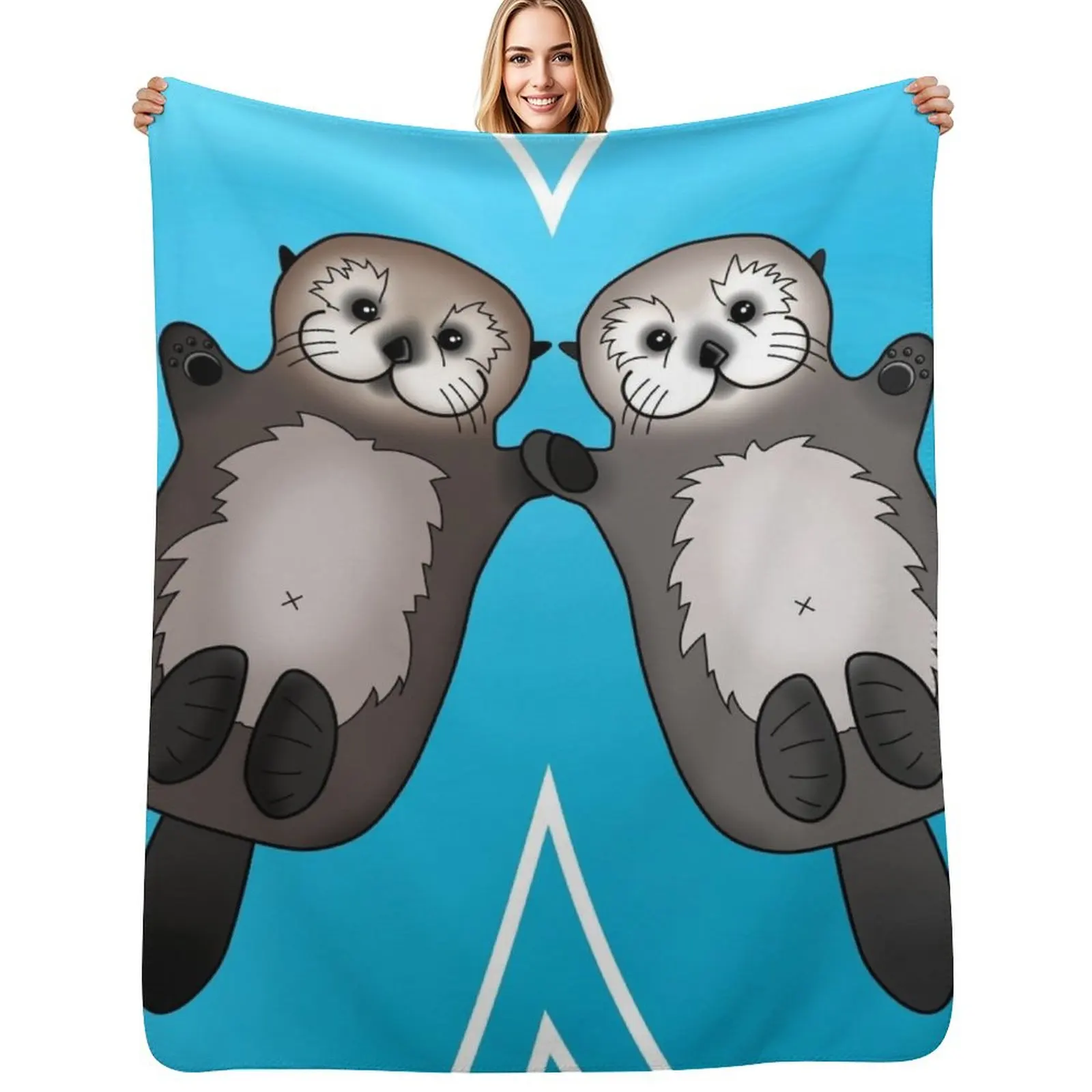 Otters Holding Hands - Sea Otter Couple Throw Blanket anime Beach Multi-Purpose Luxury Large Decorative Beds Blankets