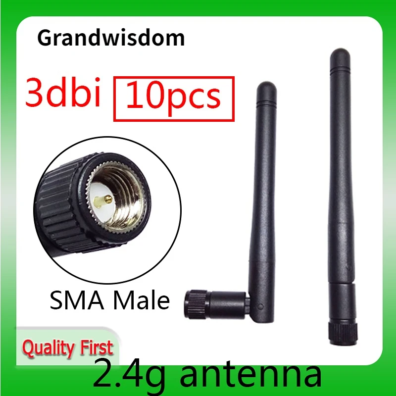 Griwi 10pcs 2.4g antenna 3dbi sma male wlan wifi 2.4ghz antene pbx iot module router tp link signal receiver antena high gain