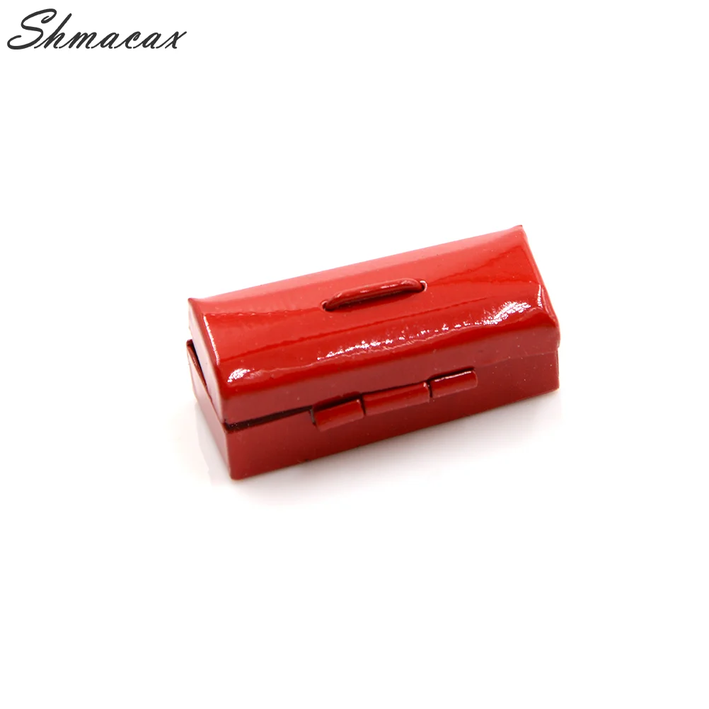 Mini Metal Tool Box, Dollhouse Miniature, vermelho, azul, 1:12