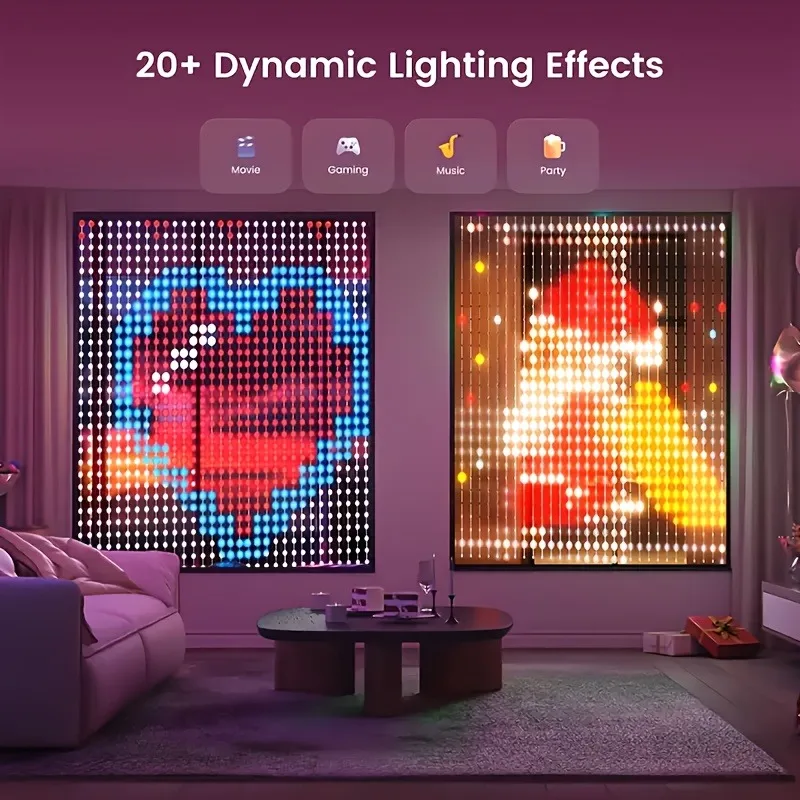 Smart LED Curtain Light Bluetooth App LED String RGB Fairy Lights DIY Pattern Music Ambient Lighting For Home Holiday Party