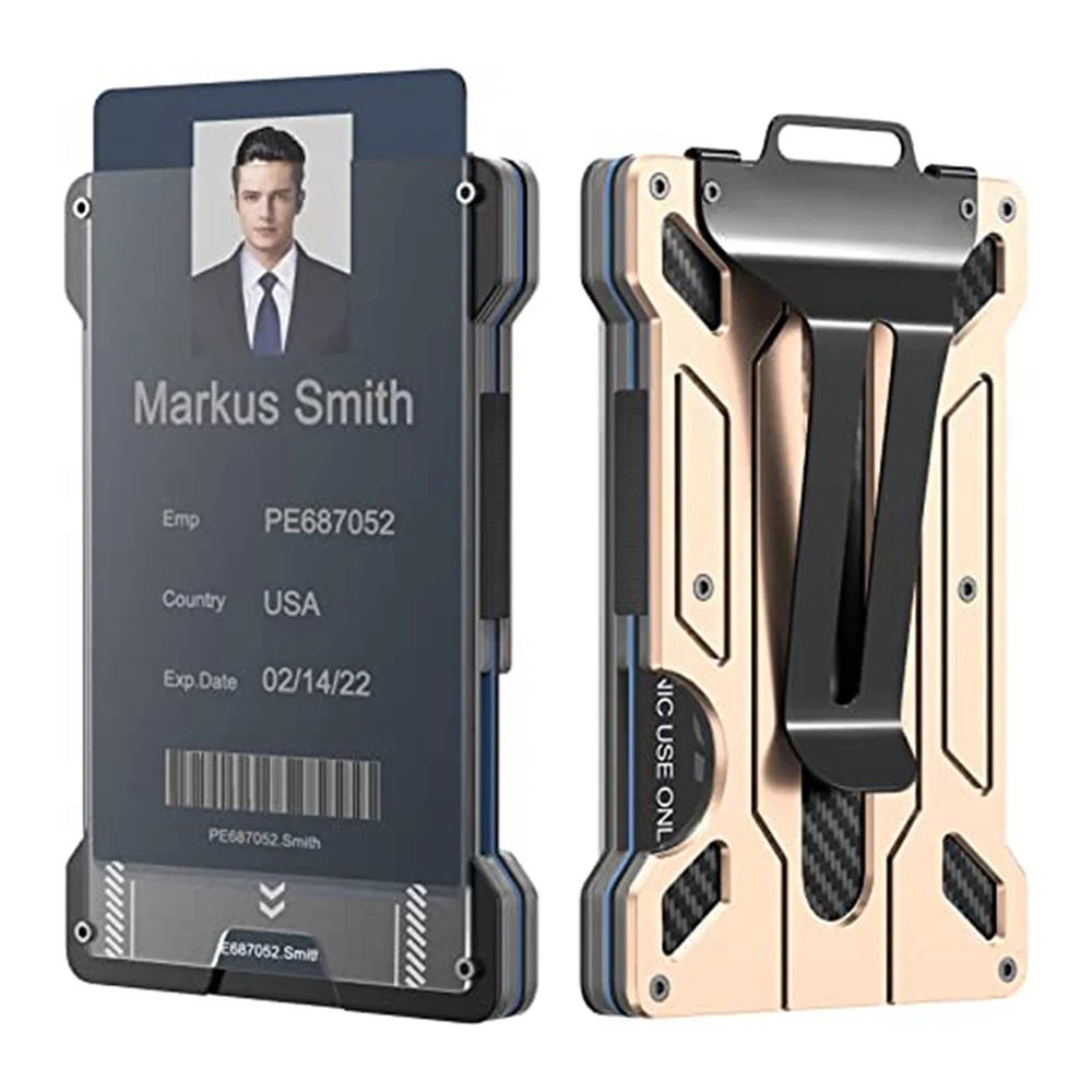 Portefeuille Minimaliste pour Homme, réinitialisation de Porte-Cartes de Crédit en Aluminium avec 1 Porte-Danemark ge d\'Identité à Fenêtre