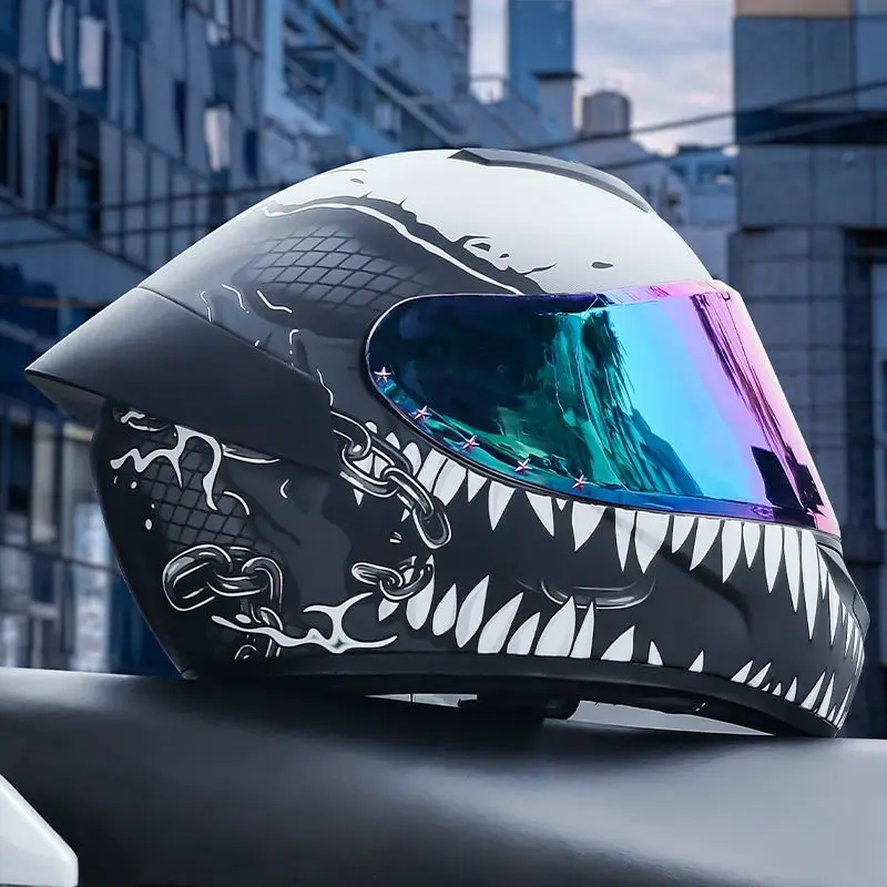 

3C Certified Motorcycle Helmet Men's and Women's Big Tail Full Helmet Women's Four Seasons Full Covered Locomotive