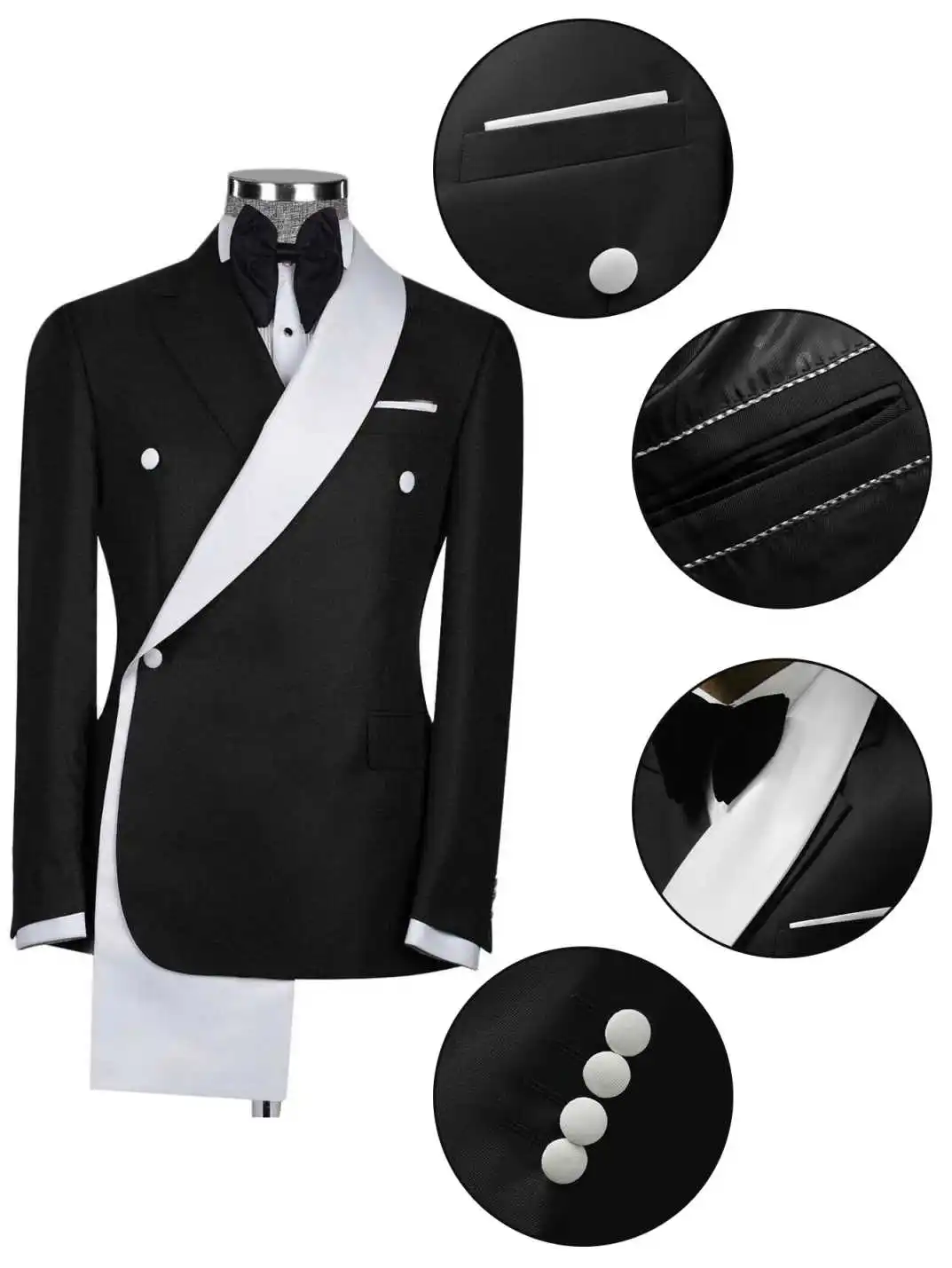 Heißer Verkauf männer Unregelmäßigen Kragen Schwarz und Weiß Gespleißt Eine Taste Anzug Jacke Neue männer Ein Stück Mantel