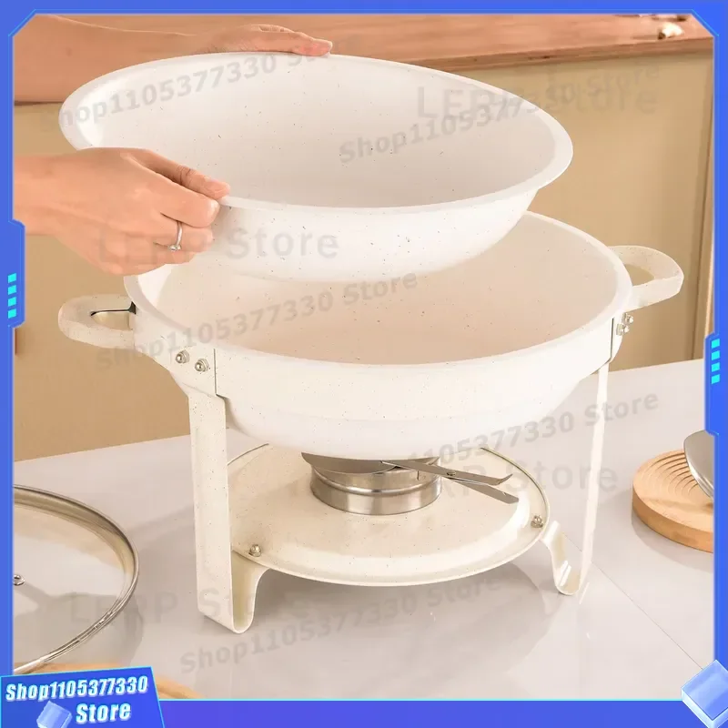 Stainless Steel Round Buffet Stove Alcohol Heated Detachable Quartz Stone Insulation Warmer for Hotel Restaurant Catering