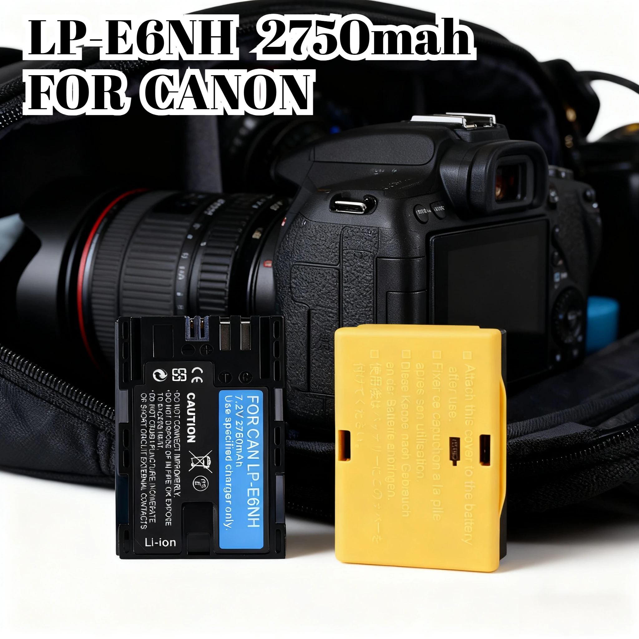 

For Canon LP-E6NH Battery 2750mAh High Capacity Upgrade for Canon EOS R5 R6 5D Mark IV 80D 90D Longer Lasting Power