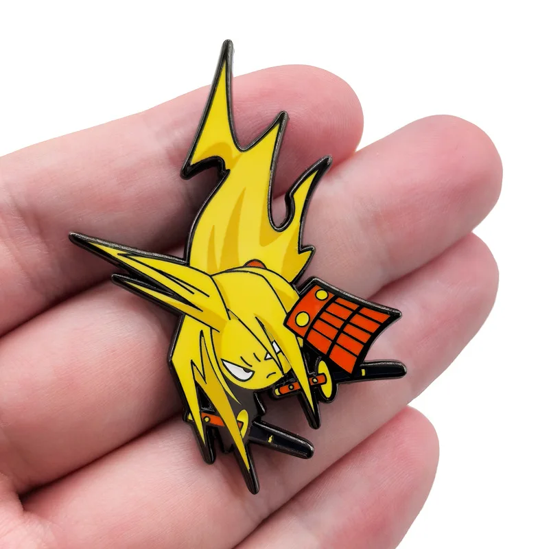 AMIDAMARU Metallabzeichen Anime SHAMAN KING Emaille Pins Japanische Manga Broschen für Tasche Rucksack Kleidung Revers ACG Dekor Cosplay