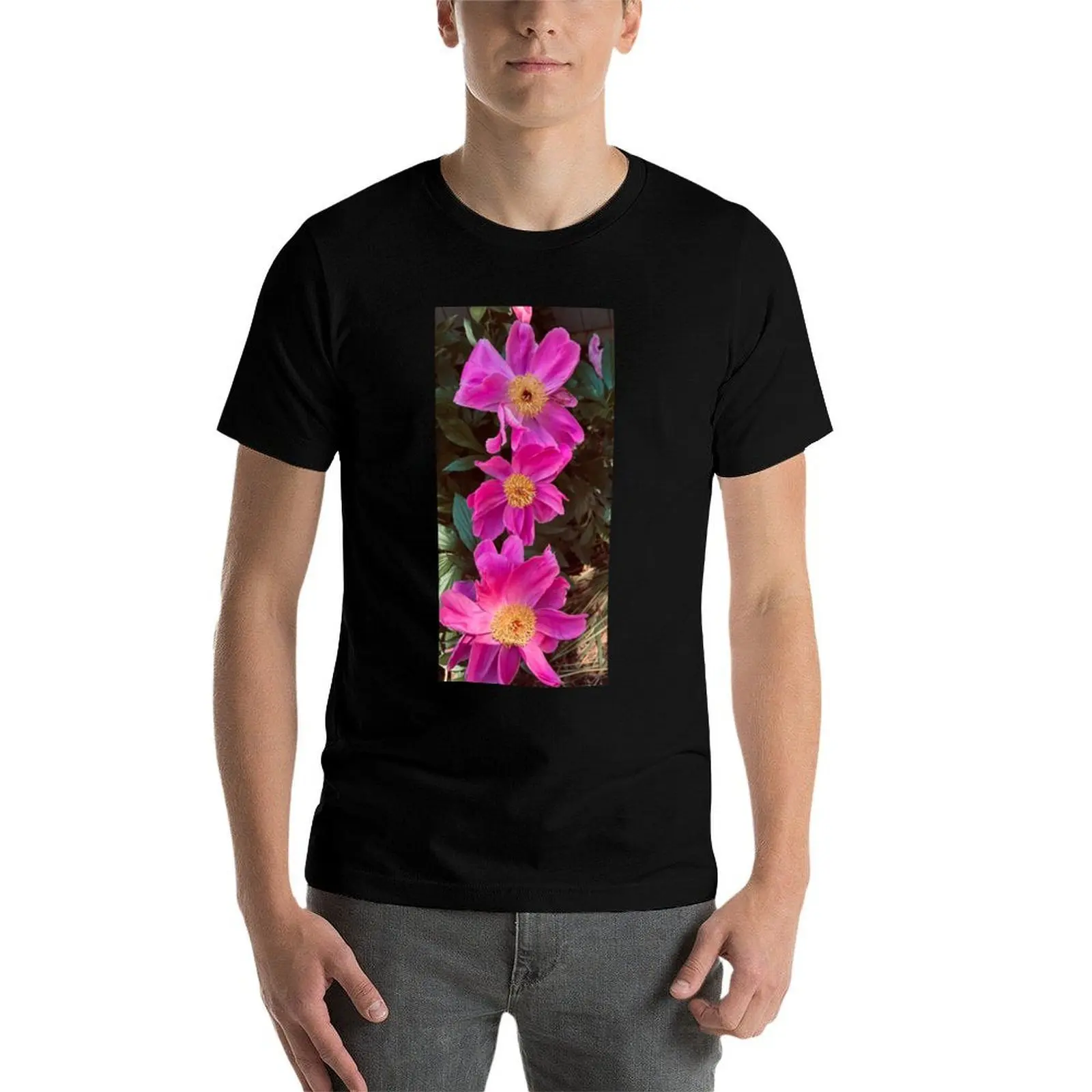 Peonies pink flowers. T-Shirt sweat man clothes fashion shirts mens t shirts pack