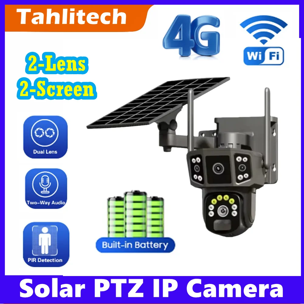 

Беспроводная уличная водонепроницаемая IP PTZ-камера видеонаблюдения 4K с двумя объективами, на солнечной батарее, с ИК ночным видением и аудиозаписью