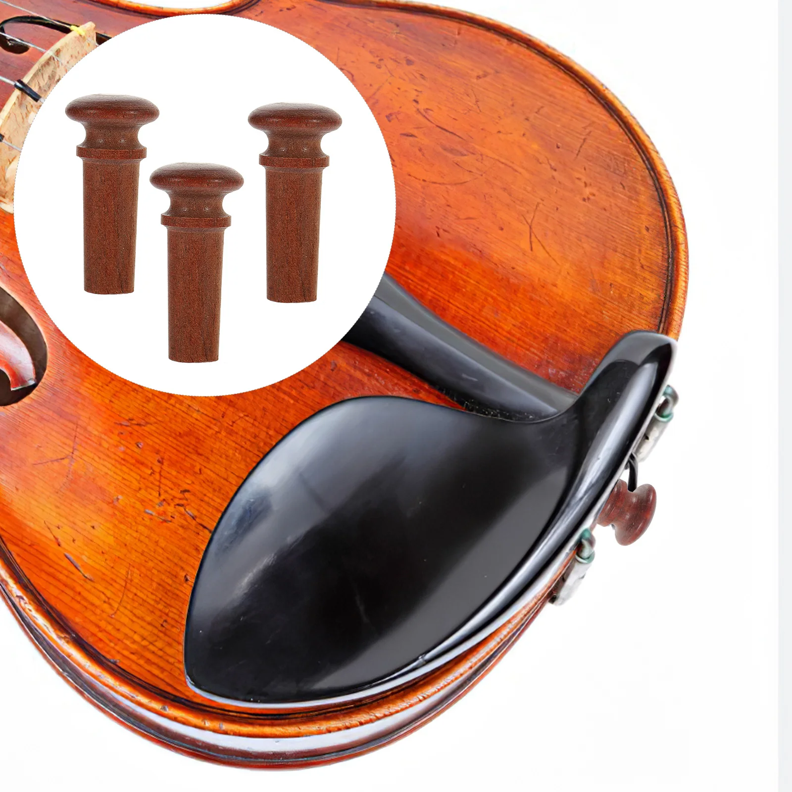 

3pcs Tail Endpin Replacement Date Wood Tailpiece End Pin Repair Parts Long Threaded Cylindrical Pin Violin Endpin Pegs