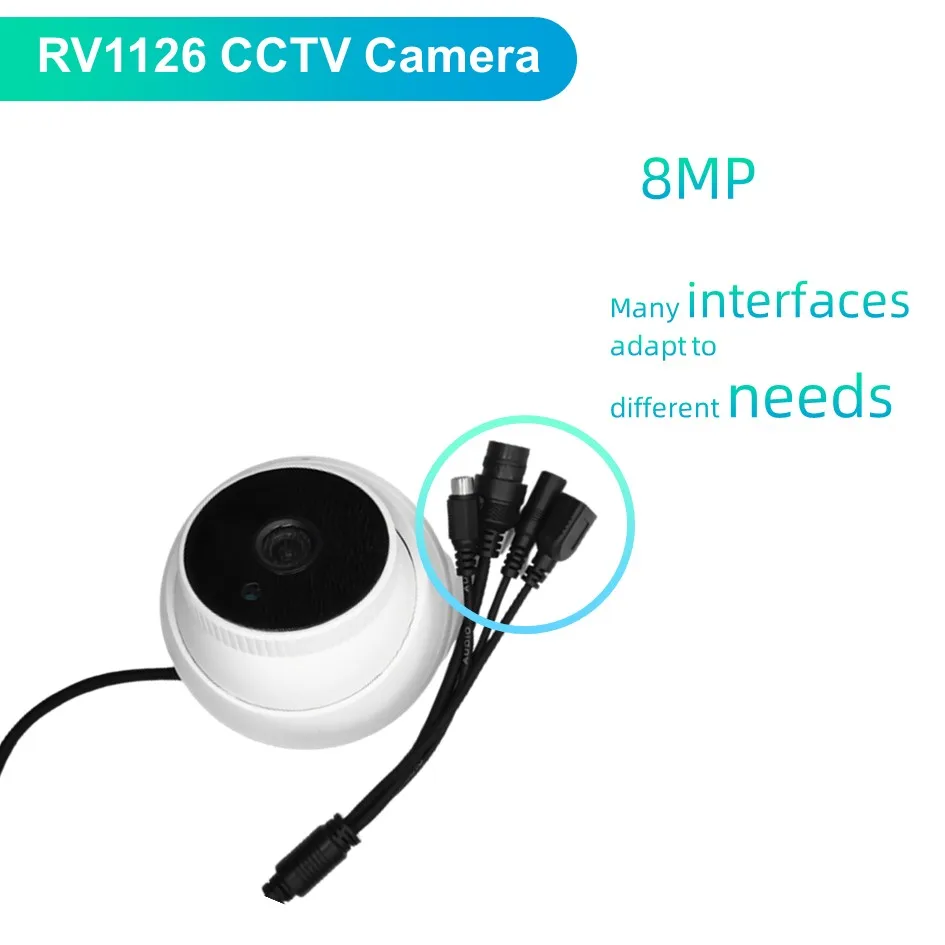 록칩 RV1126 IP 카메라, 8MP 4K CMOS POE 방수 야간 투시경, ONVIF 보안 감시 돔 CCTV 카메라, 모션 감지