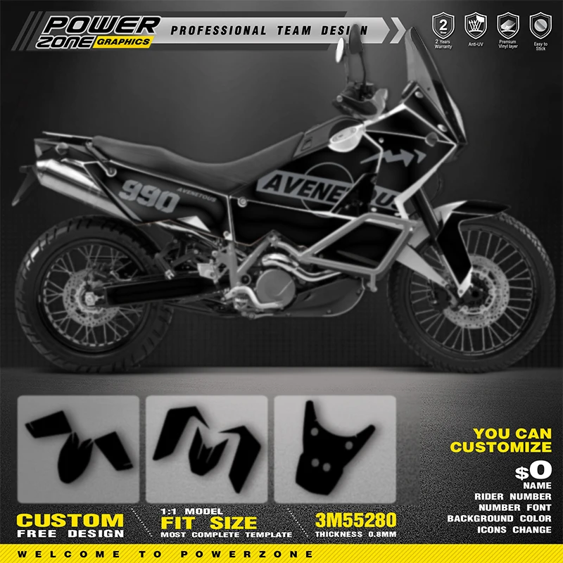 

PowerZone Custom Team Graphics Backgrounds Decals for Stickers Kit For KTM ADVENTURE 2003-2016 ADV 990 Motorcycle Stickers