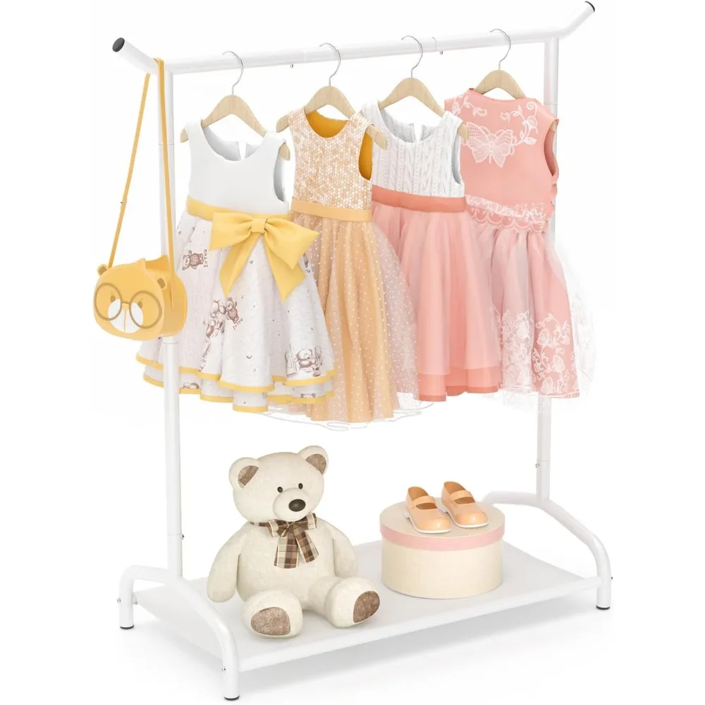 

Kids Clothing Rack, Baby Clothes Rack with Bottom Storage Shelf, Kids Dress Up Rack for Little Girls, Metal Coat Rack Toddler C