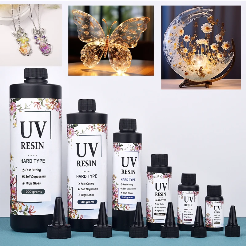 10/20/50/100/200/500/1000g UV Resin Glue And UV Lamp 2024 Transparent Resin Glue Set UV Curing Quick Drying DIY Jewelry Making