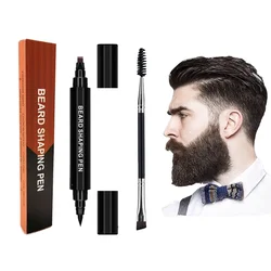 Pluma de barba resistente al agua, lápiz de relleno de barba y cepillo, potenciador de barba, reparación duradera, herramientas para dar forma a la coloración de bigote, pluma para el cabello para hombres