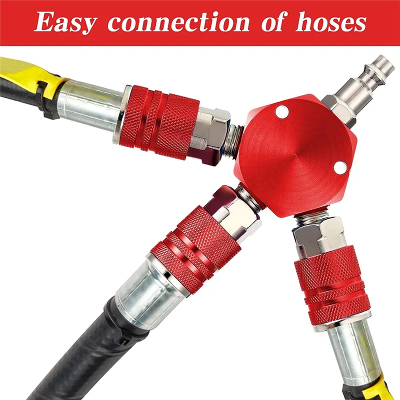 

ABLN-2 Pcs Air Hose Connectors 3 Way Air Hose Fittings 1/4 In NPT Air Compressor Fittings Air Compressor Accessories