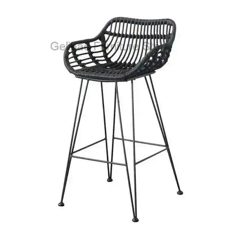 人間工学に基づいたモダンなレセプション用鉄製ミニマリストチェア、ハイカウンターチェア、背もたれ付きリラックスチェア、レストラン家具、家庭用家具