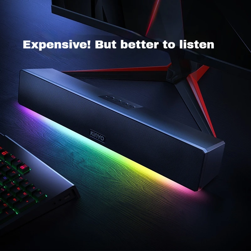 KINYO A9 Computer Audio Desktop Soundbar Wired Hi-res High Fidelity Subwoofer Mornitor Esports Customized Music Speaker